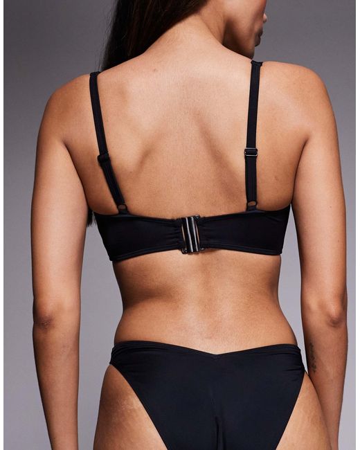 ASOS Black Fuller Bust Maya Pandara Plunge Crop Bikini Top With Hidden Underwire