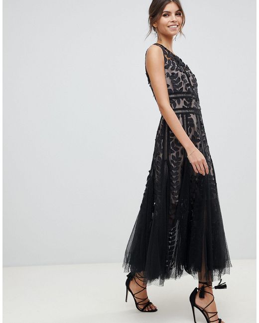 Bronx and Banco Saba Lace And Tulle Midi Dress in Black | Lyst Australia Bronx and Banco Saba Lace And Tulle Midi Dress in Black | Lyst Australia