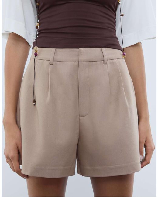 Short habillé à pinces - marron Stradivarius en coloris Gray