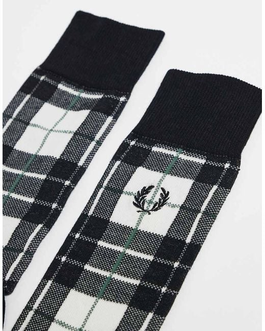 Calzini A Quadri Scozzesi Color Pietra di Fred Perry in Black da Uomo