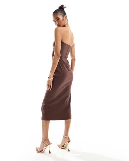 Vesper White Bengaline Bandeau Midi Dress