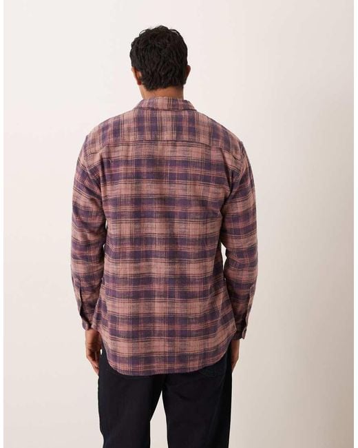 Abercrombie & Fitch Red Long Sleeve Cropped Flannel Plaid Shirt for men