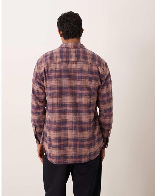 Abercrombie & Fitch Red Long Sleeve Cropped Flannel Plaid Shirt for men