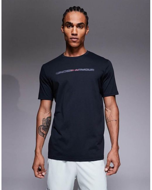 Under Armour Blue Back Print Short Sleeve T-Shirt for men