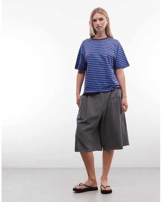 Monki Blue Aster Boxy Tee
