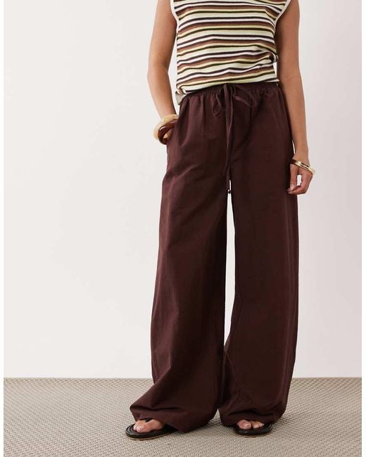 Miss Selfridge White Linen Blend Wide Leg Trouser