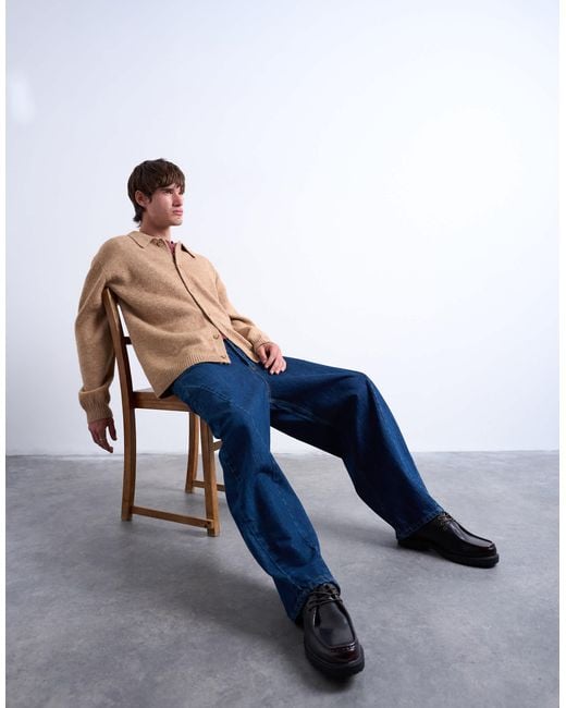 Topman Gray Oversized Fit Button-through Cardigan for men