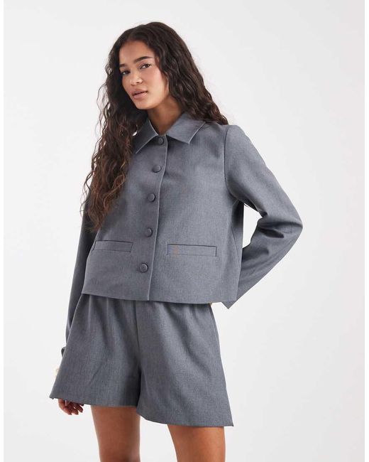 Pantalones Cortos De Sastre Gris Melange Sin Cierres De (Parte De Un Conjunto) Vero Moda de color Gray