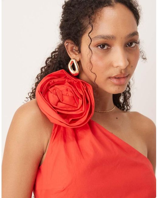 Forever New Red Cut-Out Rosette Cotton Dress