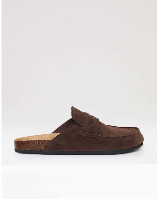 Threadbare Brown Faux Suede Penny Loafer Sandals for men