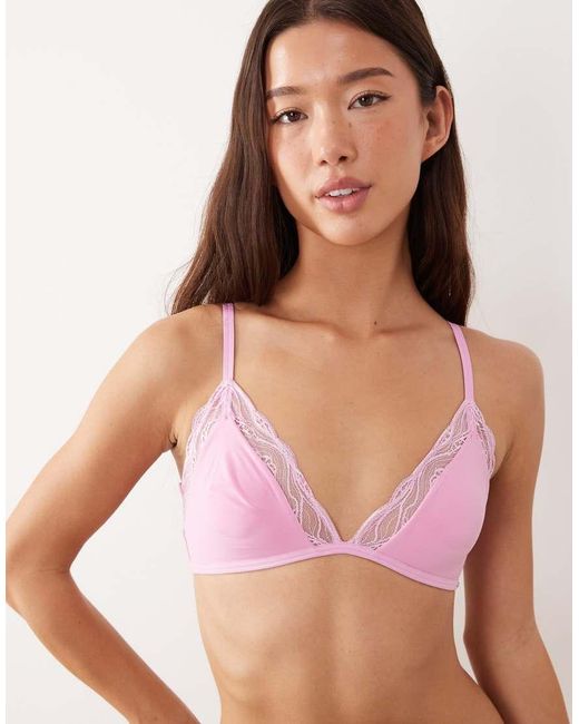 Calvin Klein Pink Sensual Stretch Unlined Triangle Lace Bra