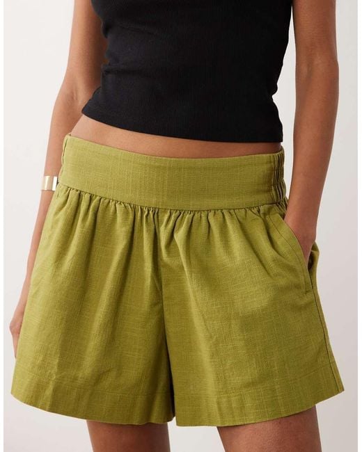 ASOS Natural Linen Look Pull On Shorts