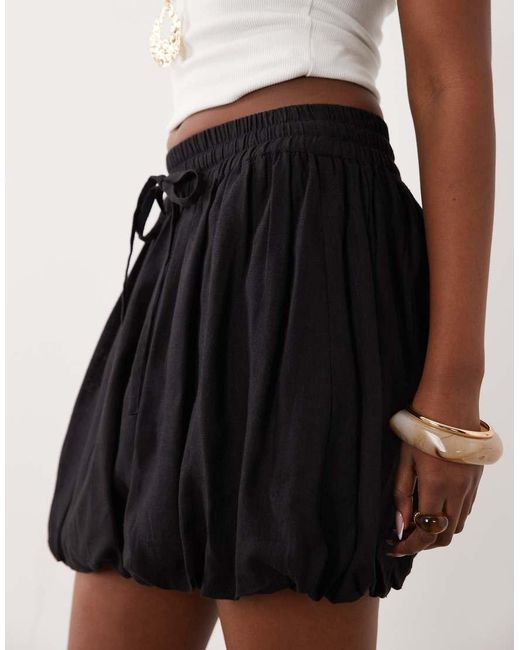 ASOS White Linen Blend Bubble Mini Skirt