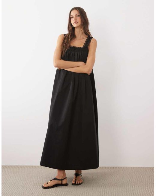 ASOS White Square Neck Lace Trim Midaxi Sundress