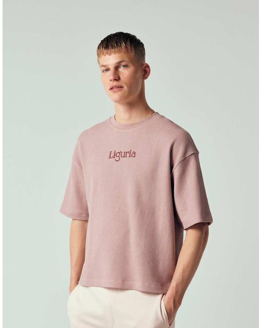ASOS Pink Super Heavyweight Boxy Oversized T-shirt With Back Spine Print for men