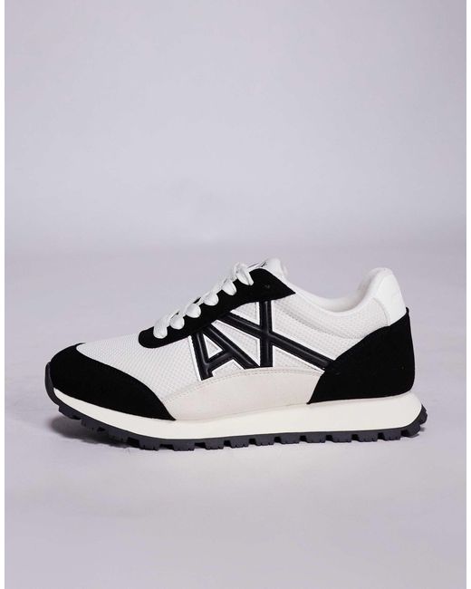 Baskets à logo en daim mélangé - et blanc ARMANI EXCHANGE en coloris Metallic