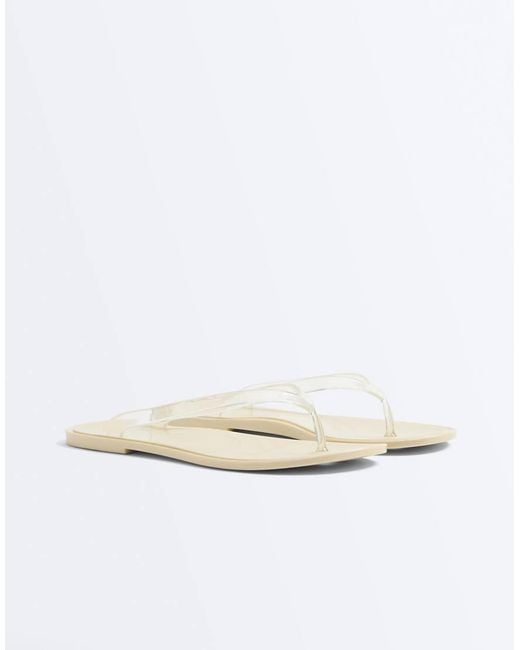 Oysho White Translucent Effect Beachwear Flip Flops
