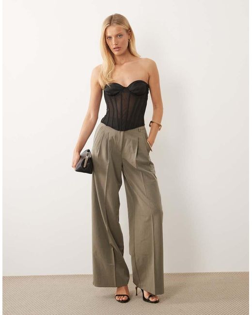 Oh Polly Natural Mesh Bandeau Lace Up Corset