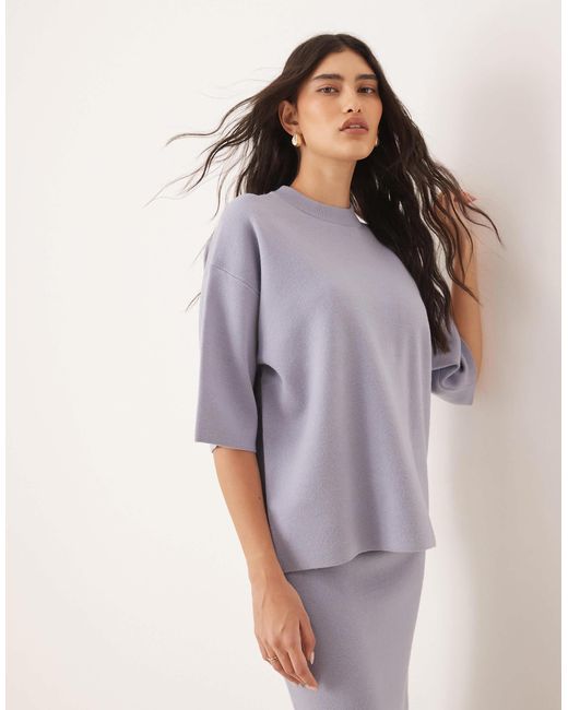 ASOS Purple – strukturiertes strick-t-shirt
