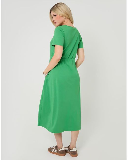 Threadbare Green Jersey Midi Smock Dress With Pockets