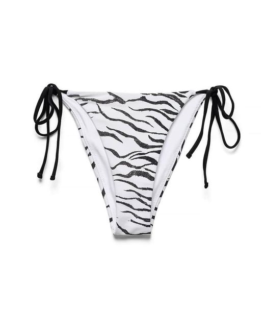 NA-KD Black Zebra Printed Tie Detail Bikini Trousery