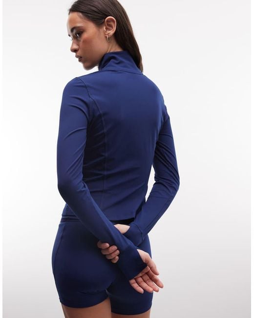 Adidas Originals Blue Three Stripes Studios Zip Thru Top