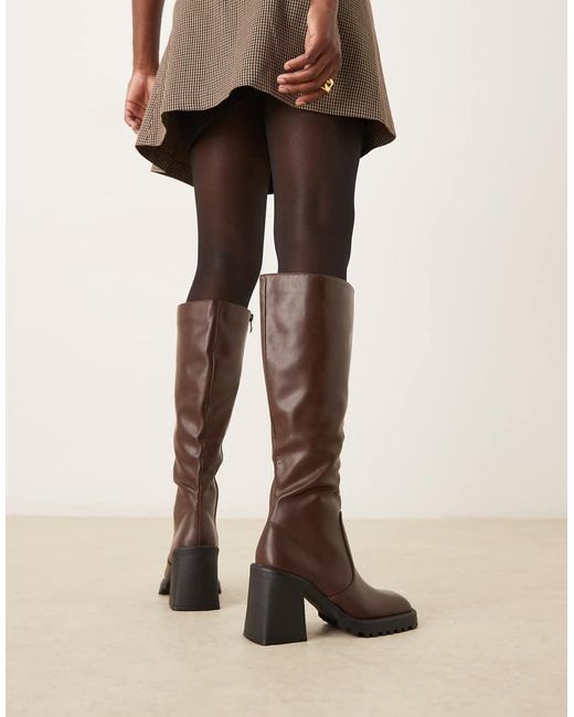 Raid Natural Adilah Block Heel Knee Boots