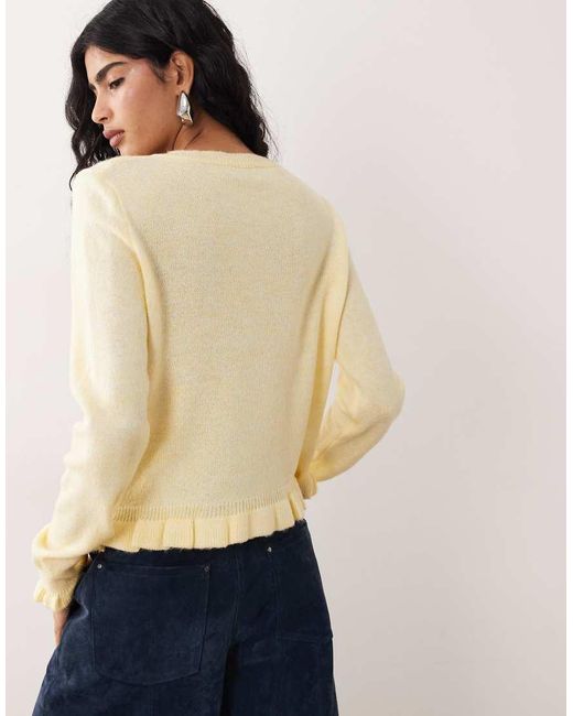 Jdy Natural Frill Details Knitted Cardigan