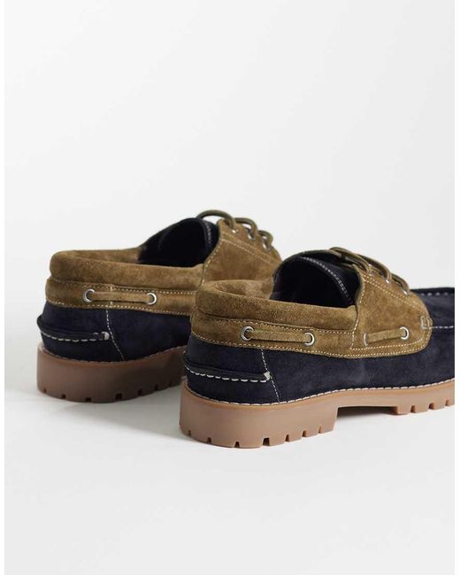 ASOS Multicolor Boat Shoes With Cleated Sole for men