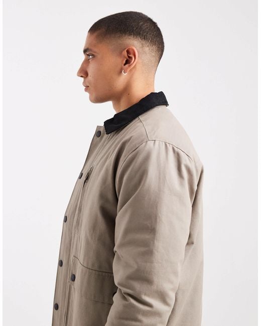 Threadbare Natural Canvas Jacket With Front Pockets And Contrast Collar for men
