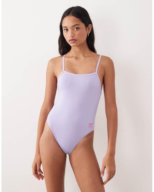 Speedo Purple Solid V-Back 2.0 Swimsuit