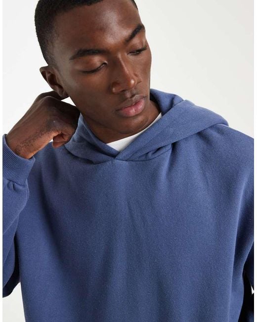 ASOS Blue Oversized Wash Hoodie With Pigment Print for men