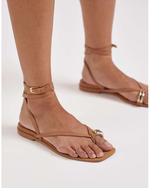 Dolce Vita Brown Tyrice Ankle Strap Sandals With Toe Loop