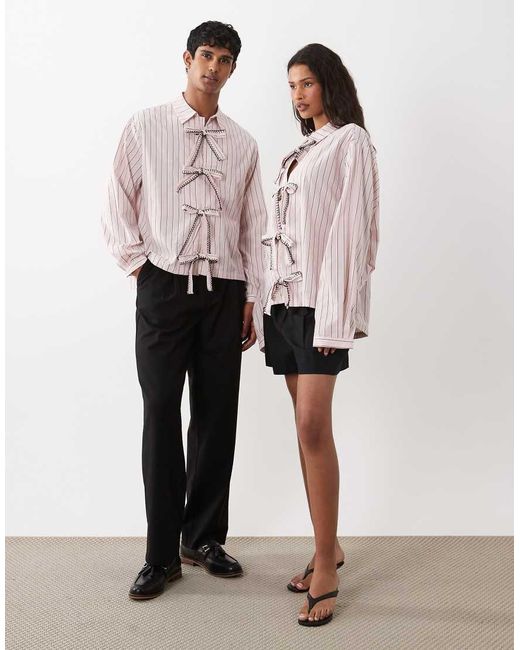 Sister Jane Pink Henrik Cotton Bow Detail Shirt