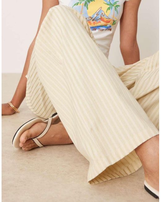 Lioness Natural Low Rise Wide Leg Poplin Trousers