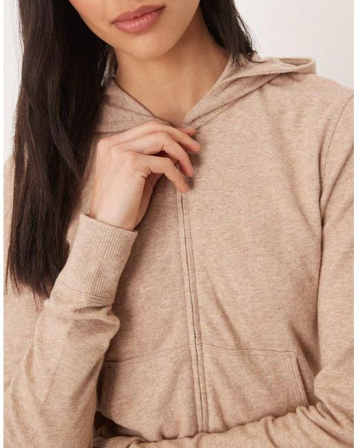 Abercrombie & Fitch Loungehoodie Met Rits in het Natural