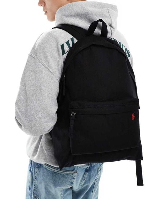 Zaino Nero Con Logo di Polo Ralph Lauren in Black da Uomo