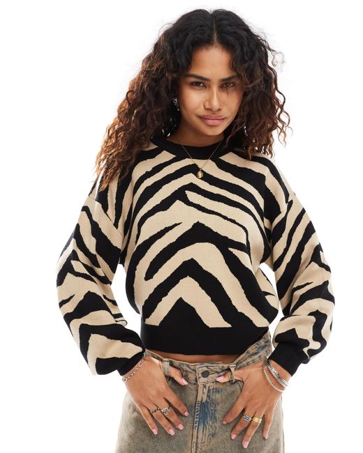 Noisy May Black – strickpullover mit zebramuster