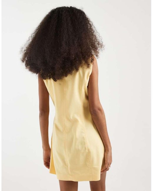 Vero Moda Natural Sleeveless Tailored Button Front Mini Dress
