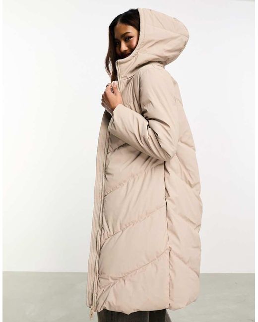 Jdy Natural Longline Padded Chevron Coat
