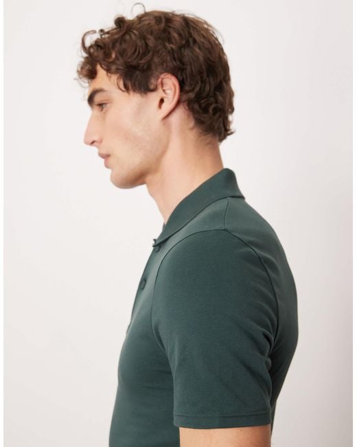 ASOS Green Essentials Muscle Fit Polo Shirt for men