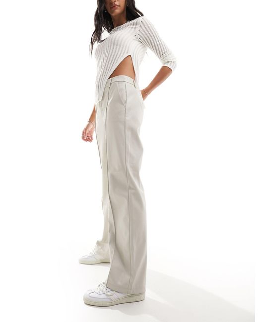 Noisy May White Faux Leather High Waisted Trousers