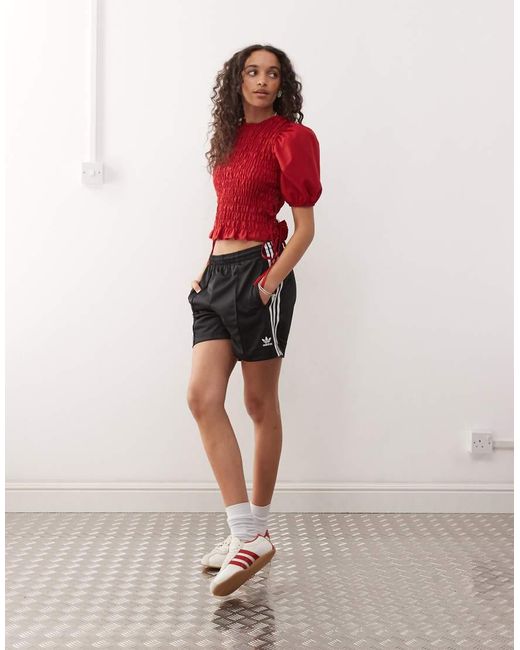 Collusion Red Shir Top With Lace Up Detail At Side