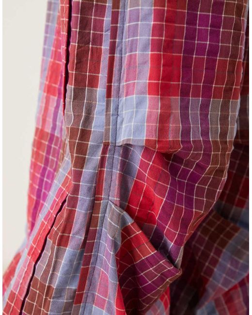 Pantaloni Del Pigiama A Fondo Ampio Bordeaux A Quadri di Free People in Red