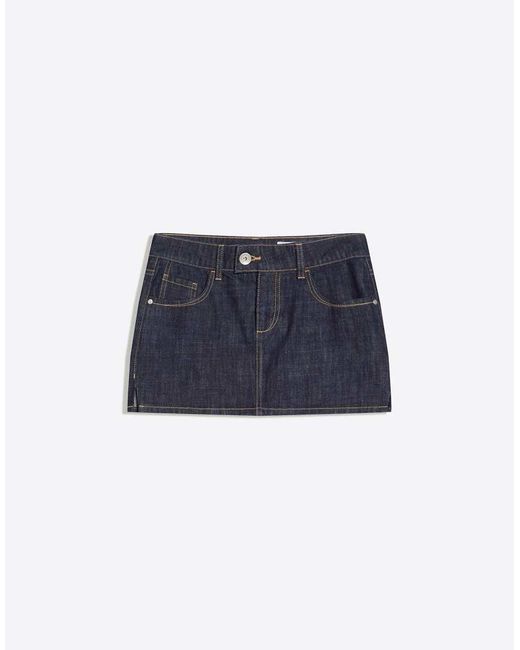 Bershka Embroidered Mini Denim Skirt