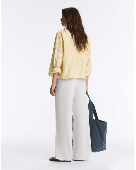 Oysho White Straight Fit Knit Trousers