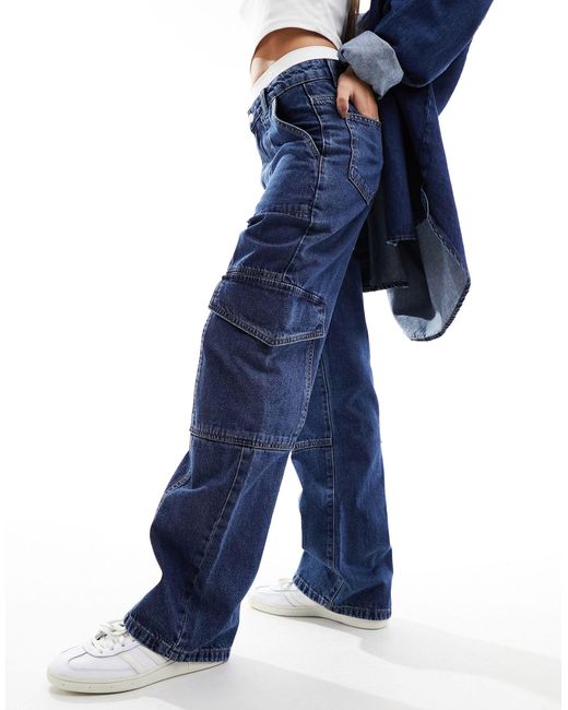Miss Selfridge Blue – weit geschnittene cargo-jeans