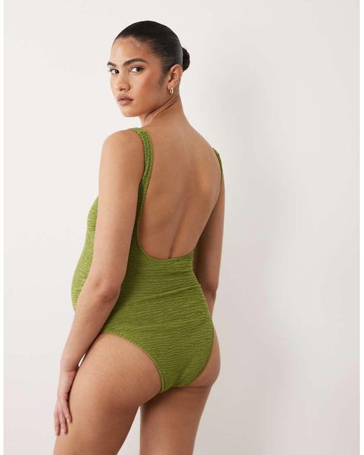 ASOS Green Asos Design Maternity Oceana Scoop Neck Swimsuit