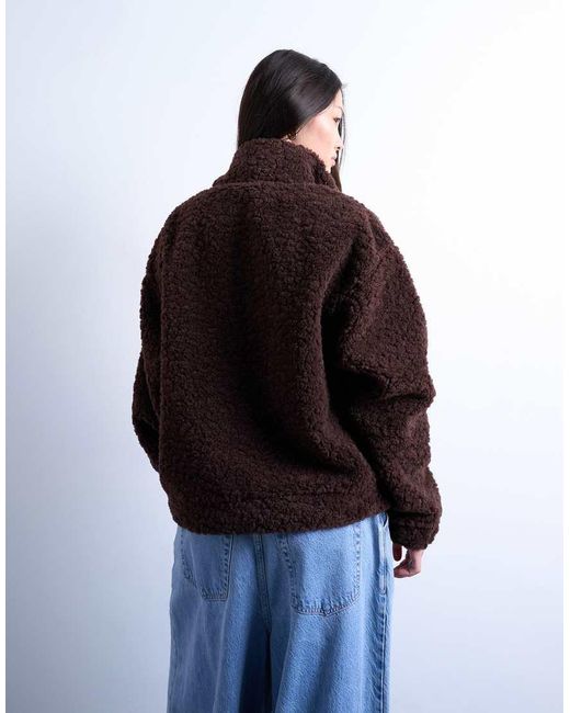 TOPSHOP Top Van Borg Met Kwartrits in het Black