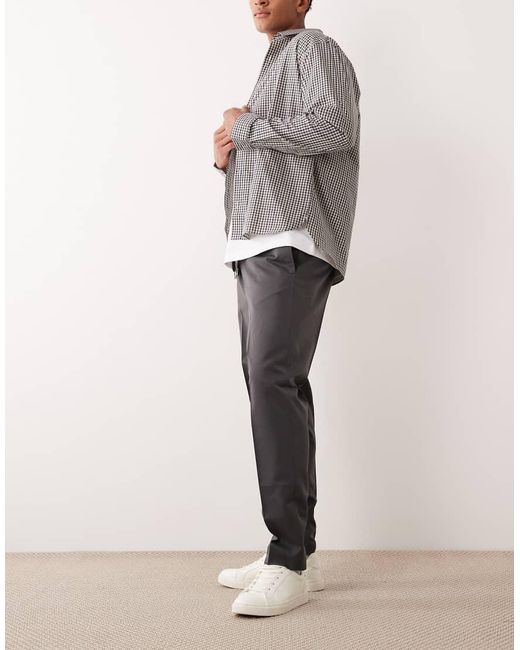 ASOS Gray Tailored Pull On Tapered Trousers for men